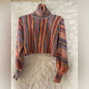 Urban Outfitters Women’s Multicolored Cropped Turtleneck Sweater-Size SP